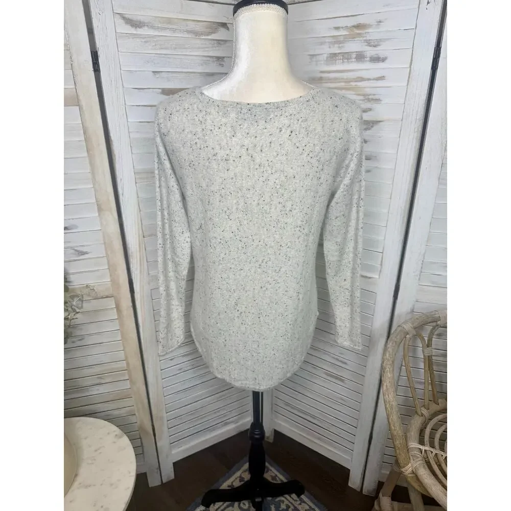 CHARTER CLUB LUXURY CASHMERE Womens M 100% Cashmere Sweater Beige Speckled Black